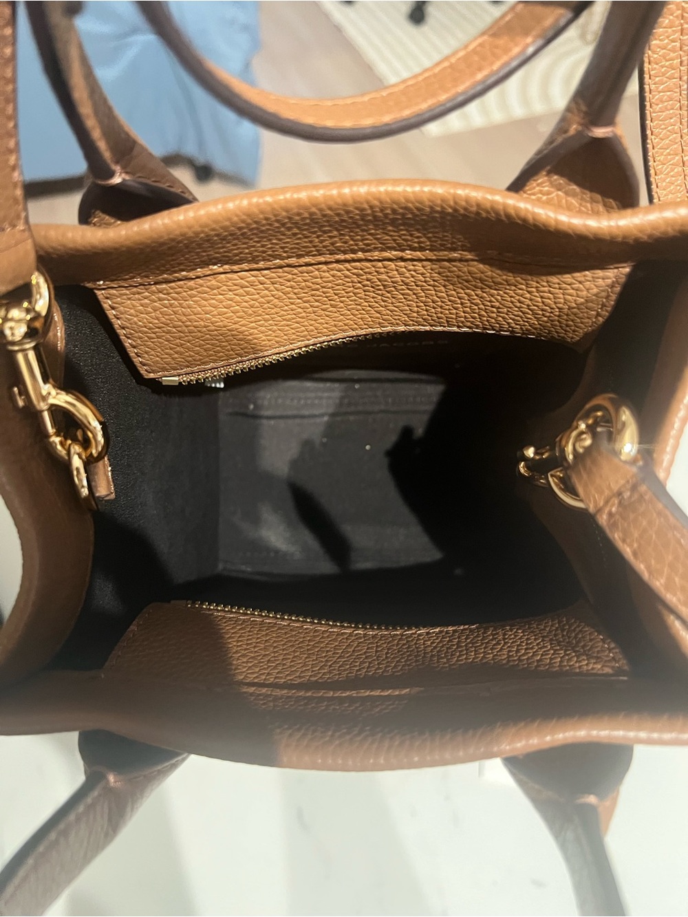 Authentic M Jacobs Cognac Pebbled. Leather Mini Tote. Original dustbag included. - Picture 6 of 9